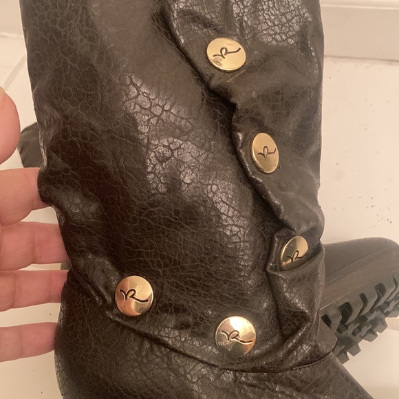 Rocawear High Heeled Boots Woth Gold Brass Snap Buttons & Side Zippers - Picture 8 of 11